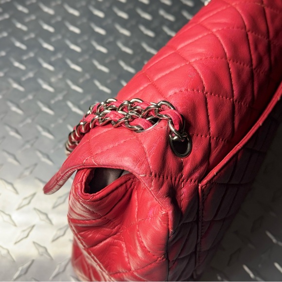 Chanel Lambskin Classic Maxi Flap in Red SHW - Picture 9 of 12